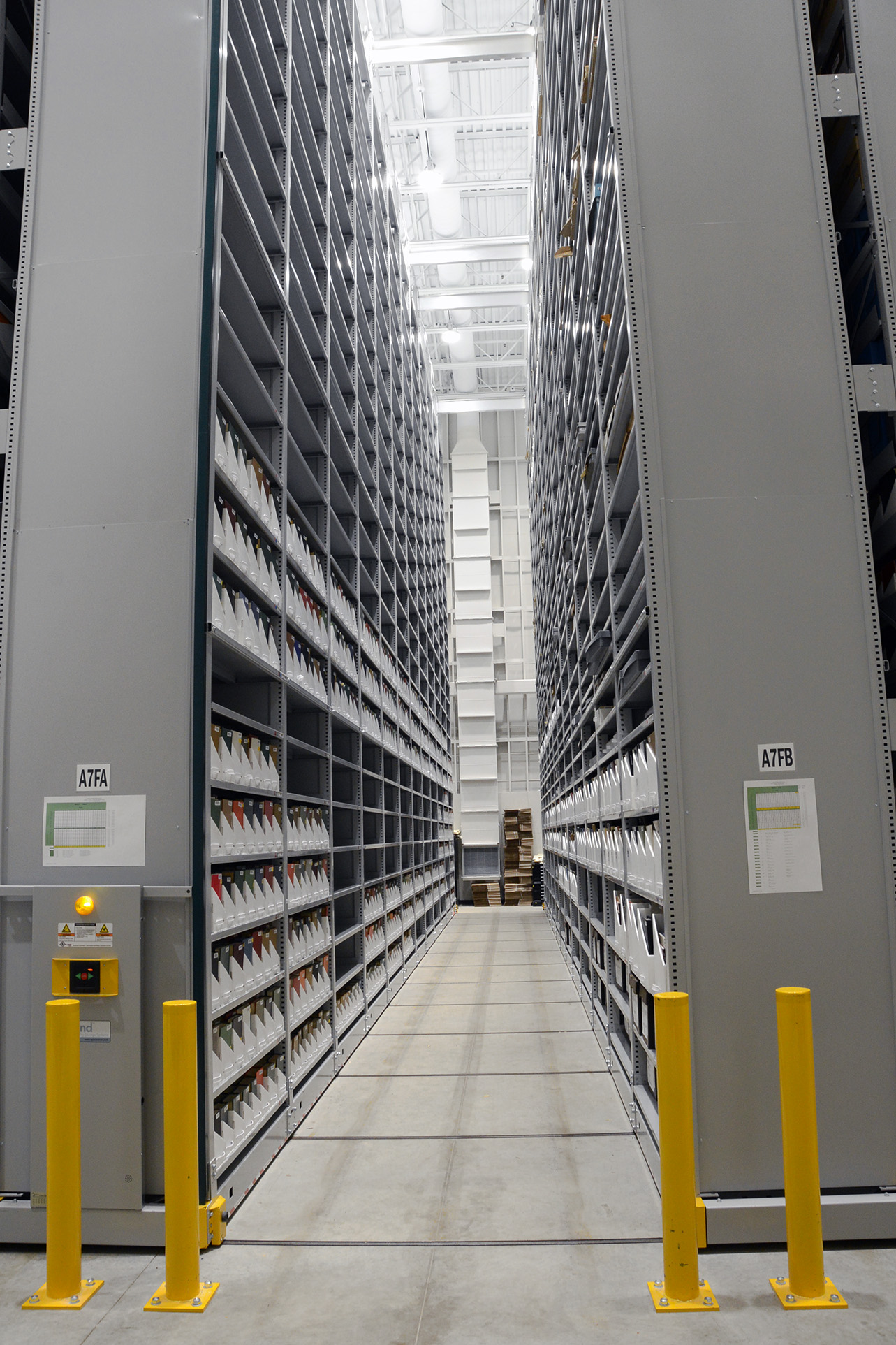 34 foot high archival mobile storage for off-site library book storage