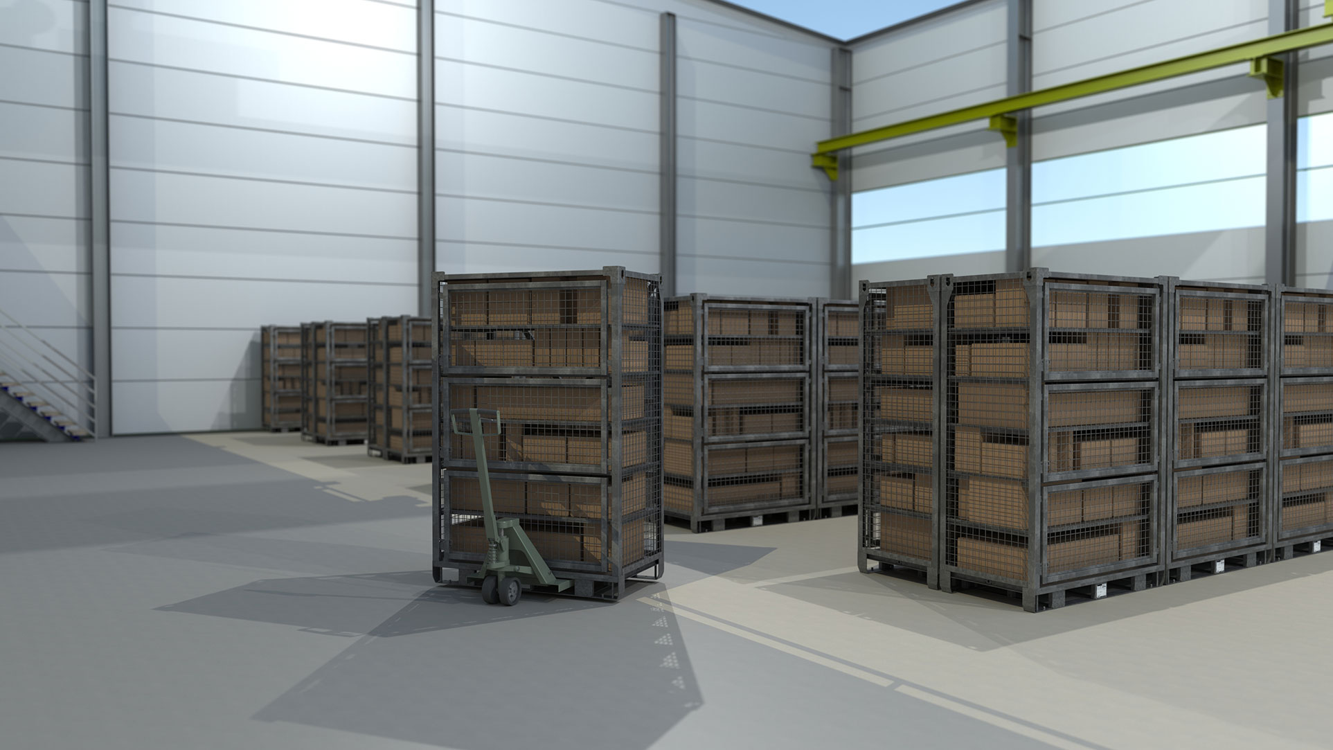 Deployment Lockers Sorted into Aisles in Warehouse
