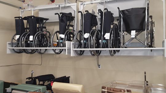Storing wheelchairs out of the way