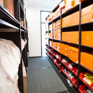 Shoe and Helmet Storage on 4 post shelving