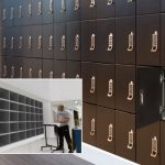 Day use lockers in an office